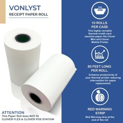 Vonlyst Receipt Paper Roll 2 1/4 x 80 for Clover Mini (10 rolls)