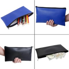 Zipper Bank Bags, 4 Pack Money Pouch PU Leather Cash and Coin Large, Colorful
