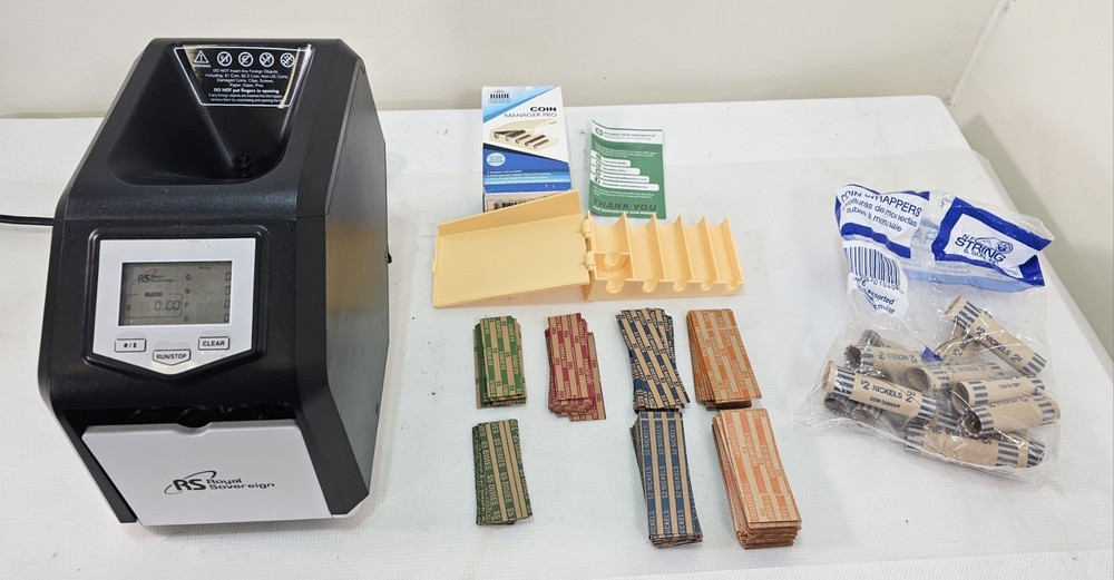 Royal Sovereign Commercial Digital 4 Row Coin Counter RCS-417-ADBK Anti Jam -EUC