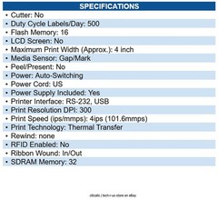 Sato WT302-403NN-EX1-2 WS4-2 Printer, Thermal Transfer, 300dpi, USB/LAN/RS232