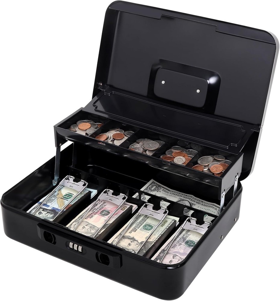 Durable Water-Resistant Cash Box with Sliding Lid and Combination Lock – 392 In³