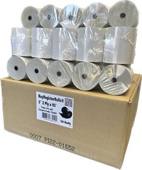 3″ 2 PLY X 90′ FT 100 Carbonless White/Canary Paper Rolls, SAME DAY SHIPPING