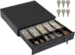 Cash Register Drawer for Point of Sale POS System, 5 Bill/7 Coin, 16″ with Ad…