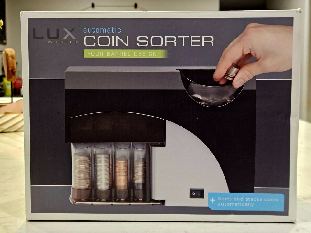 New Automatic Coin Sorter Open Box Lux 4 Barrel Design Battery Operated