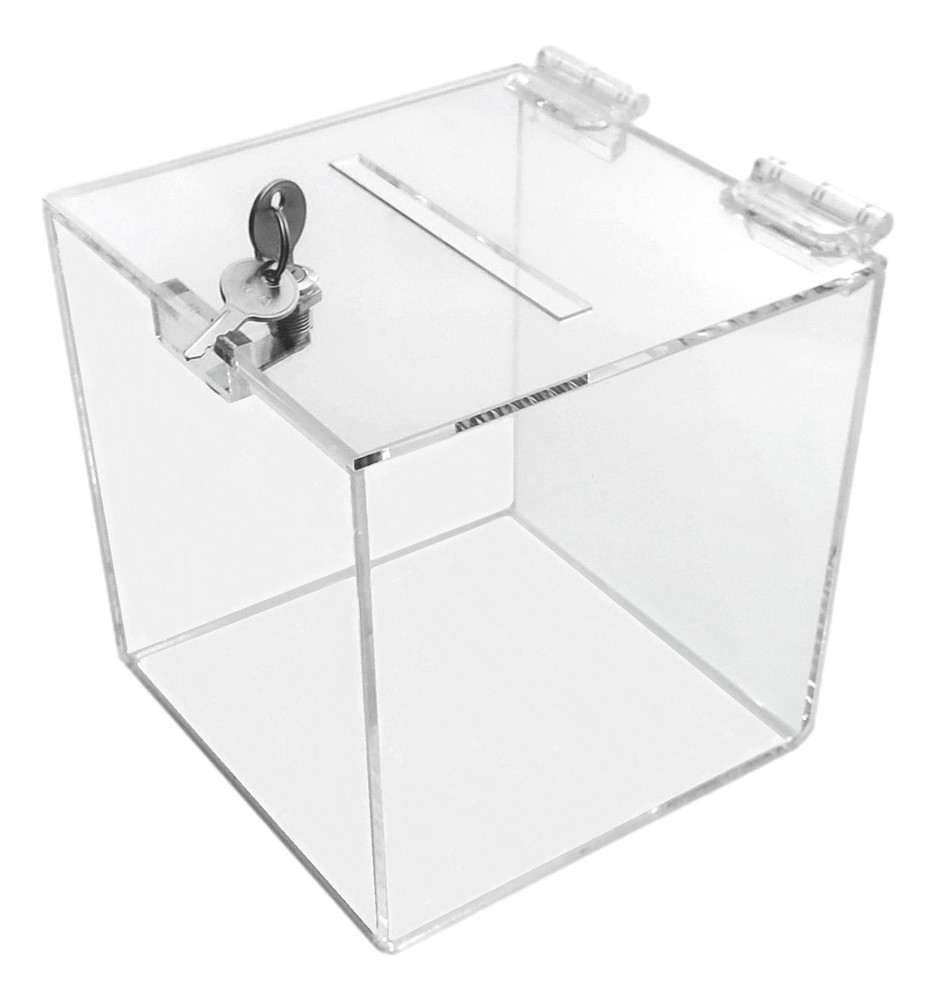 T’z Tagz Clear Acrylic Locking Donation, Ballot, Suggestion, Charity Box Display