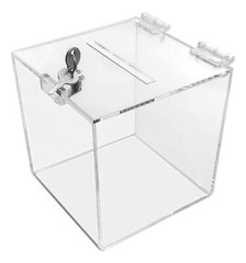 T’z Tagz Clear Acrylic Locking Donation, Ballot, Suggestion, Charity Box Display