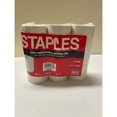 Staples Cash Register Adding Machine Rolls 2.25 x 130ft White 12 Pack 175511