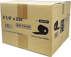 3-1/8″ x 230′ THERMAL POS RECEIPT PRINTER 75 ROLLS PAPER BPA FREE USA ROLL 52GSM