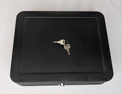 Large Lockable Cash Box with Money Tray & Key, Black, 11.8×9.45×3.54