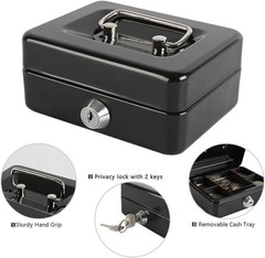 Locking Cash Box Key Lock Removable Coin Tray 4.92″ x 3.74″ x 2.36″