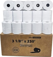 3 1/8 x 230 60GSM THERMAL POS RECEIPT PRINTER ROLL PAPER BPA FREE USA 50 ROLLS