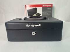 Honeywell 6112 Steel Cash Box 1 Bill & 5 Coin Slots 2 Keys Handle 9.8″ X 7.3″