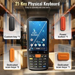 Android 13 Barcode Scanner PDA P300 HS7 4″ Touchscreen IP66 Rugged