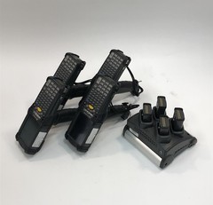 Lot of 4 Symbol MC9190-G30SWEQA6WR Barcode Scanners w/ Charger & 8 Batteries