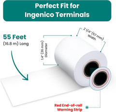 Receipt Paper Rolls for Ingenico Desk 3500 Move 5000 DX4000 DX8000 Credit Card M
