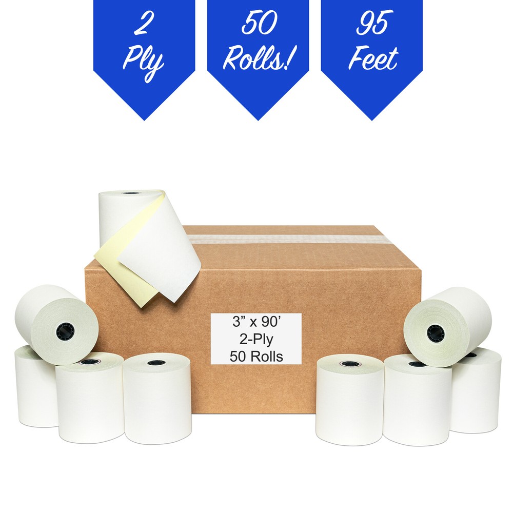3″ x 95′ 2 Ply White/Canary Paper Rolls for EPSON TM-U210AR TM-U210B TM-U220 NEW