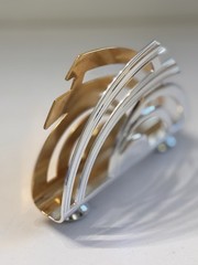 Argento Silver Gold Tone Napkin Holder Made In Italy