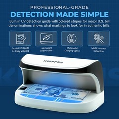 Counterfeit Bill Fake Money Detector Portable Currency Check Light Khippus K410