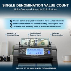 USA Money Counter Machine with Value Count – DT200 Large 4” LCD Display Cash …