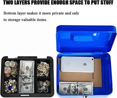 Versatile Money Saving Box with Key Lock, Removable Tray, and Stylish Design