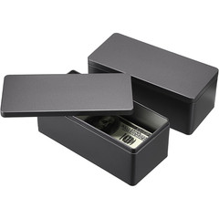2 Packs Black Metal Cash Box Rectangular Money Organizer with Lid Currency Stora