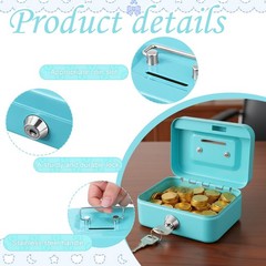 4 Pieces Small Money Box with Lock and Slot 4.5 x 3.3 x 2 Inch Metal Cash Box…