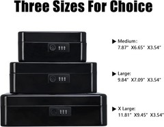 Durable Portable Cash Box with 3-Number Lock & Organizer Tray – 9.84″x7.87″