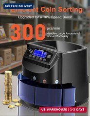 Coin Counter and Dollar Coin sorter with LCD Display, 300-coin Capacity, Support