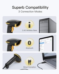 Wireless Barcode Scanner 1D USB Handheld Bluetooth Bar Code Reader w/ APP & SDK