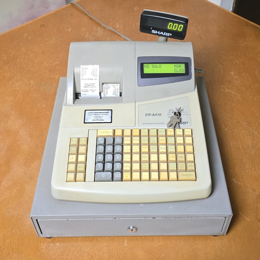 Sharp Electronic Cash Register Model ER-A410 Keys Very Clean Tested Works Great!