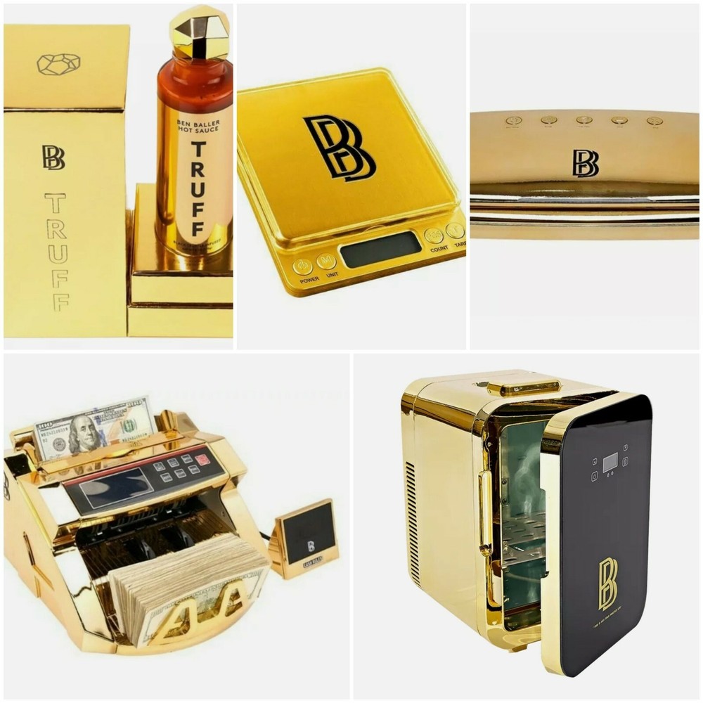 Ben Baller Set Gold 💰🔥 Money Counter + Scale + Vacuum Sealer + truff + fridge