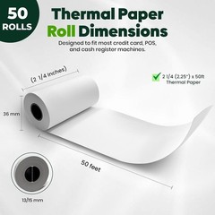 PM Company Thermal Paper Receipt Rolls – BPA-Free Receipt Paper for Credit Card