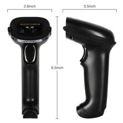 Wireless Barcode Scanner 2.4G 1D Handheld Cordless Reader 100ft Range Black
