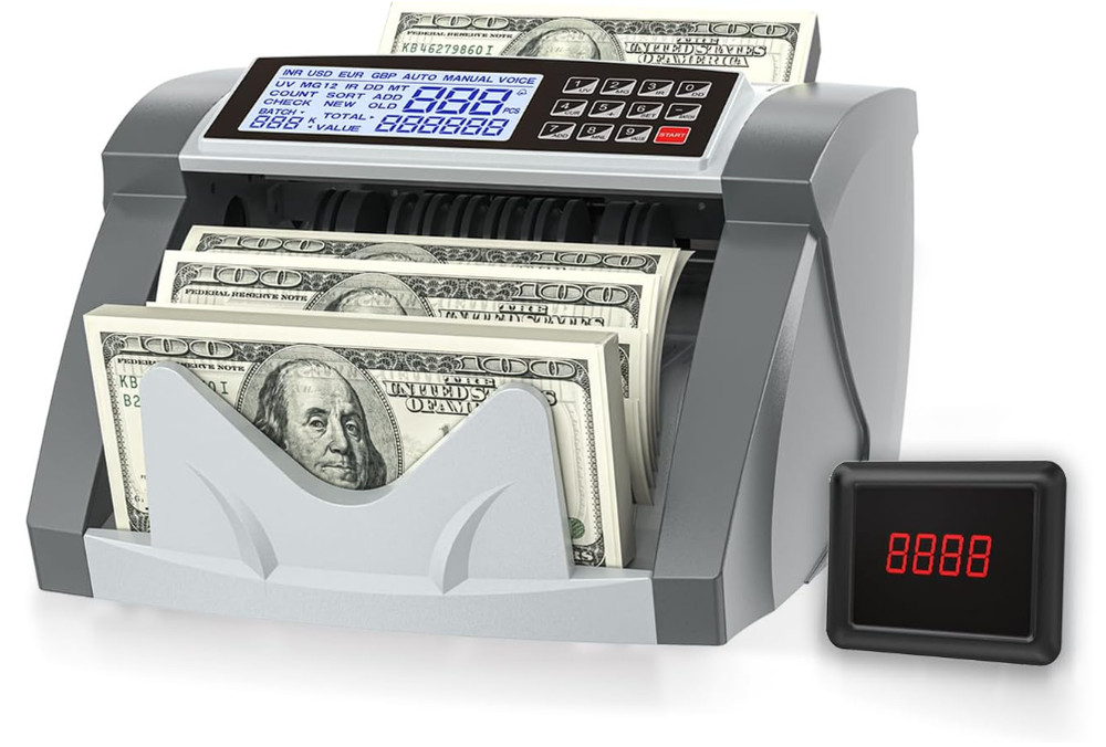 Contadora billetes doble motor UV MG IR detección falsa LCD conteo valor. NUEVO