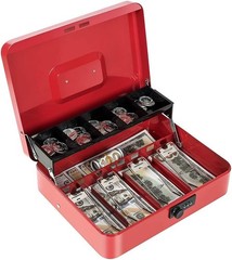 Cash Box with Money Tray and Combination Lock Metal Money Box for Cash Tiered…