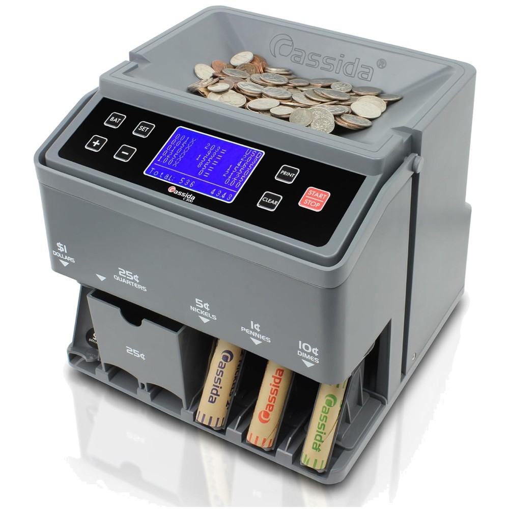 C300 Professional Coin Counter & Sorter, 300 Coins/min, Gray