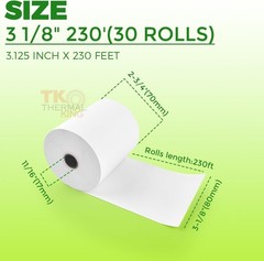 30 Count 3 1/8″ x 230′ Thermal Paper – Clear Image Quality for Cash Registers