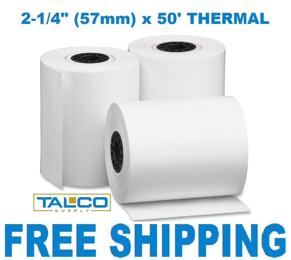 2-1/4″ x 50′ THERMAL WIRELESS CC RECEIPT PAPER – 200 ROLLS ~FREE SHIPPING~