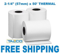 2-1/4″ x 50′ THERMAL WIRELESS CC RECEIPT PAPER – 200 ROLLS ~FREE SHIPPING~
