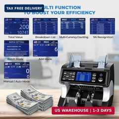 MUNBYN IMC01 Bank Grade Money Counter Machine Mixed Denomination, 2CIS/UV/IR/MG/