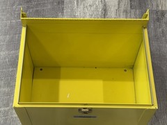 UNIQUE VINTAGE Yellow Oxford Metal Medication LOCKBOX-Antique
