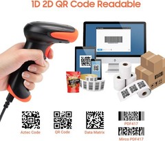 Wireless 2D QR Barcode Scanner with Stand, 3 in 1 Compatible with Blueto…