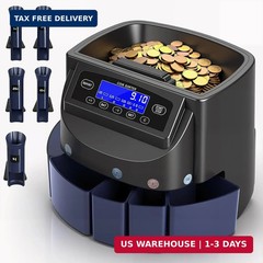 Coin Counter and Dollar Coin sorter with LCD Display, 300-coin Capacity, Support