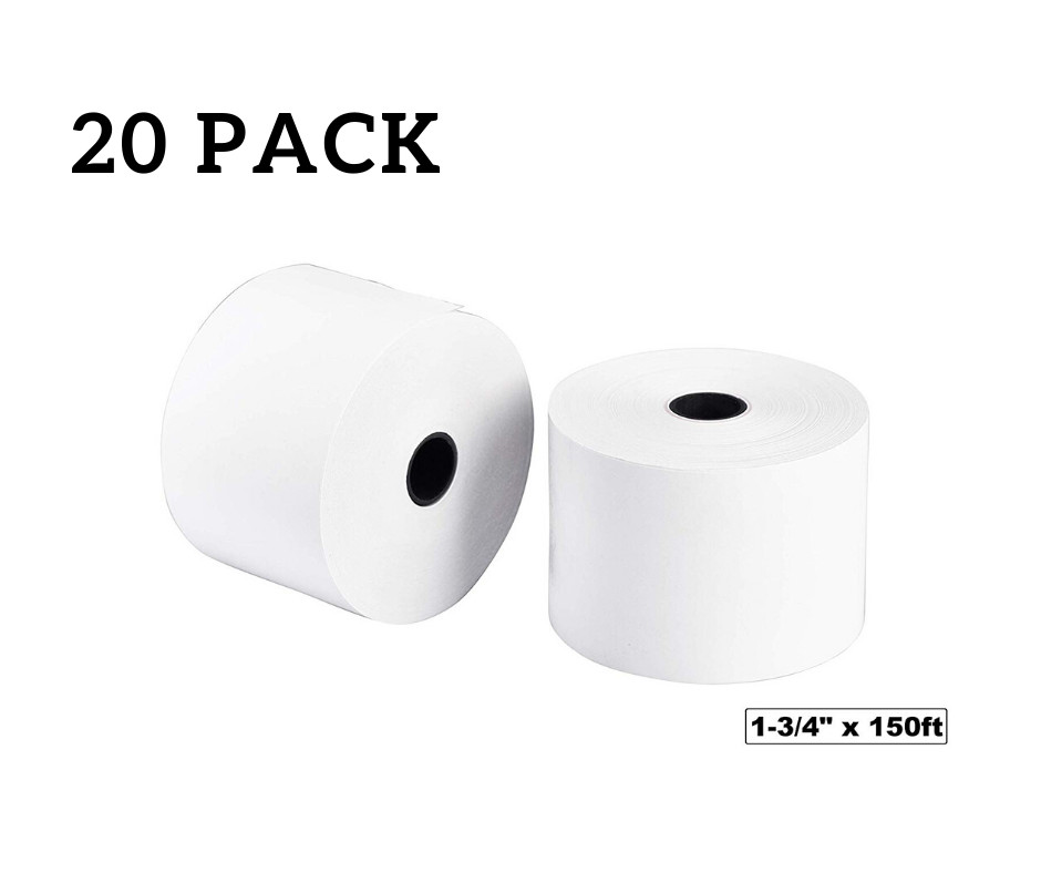 20 Pack Thermal Cash Register Rolls 1-3/4 in x 150 ft. | Receipt Paper
