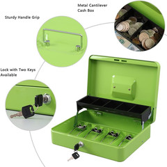Locking Cash Box with Lock,Money Box with Cash Tray,Lock Safe Box with Key Money
