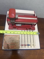 vintage manual credit card machine,”knuckle-buster,”