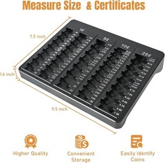Coin Counter Tray Black Money Sorting Tray w/150 Coin Wrappers Organizer Cash Re