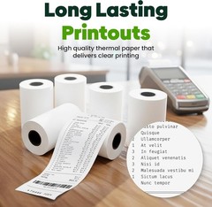 Durable 2 1/4″ x 50 ft Thermal Paper Rolls with End-of-Roll Warning – 100 Pack