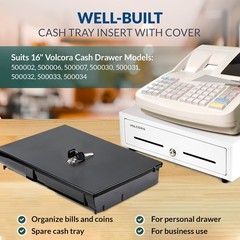 Volcora Cash Drawer Tray with Locking Cover – 14.1 x 13 x 2.5 Inch Metal Cash…