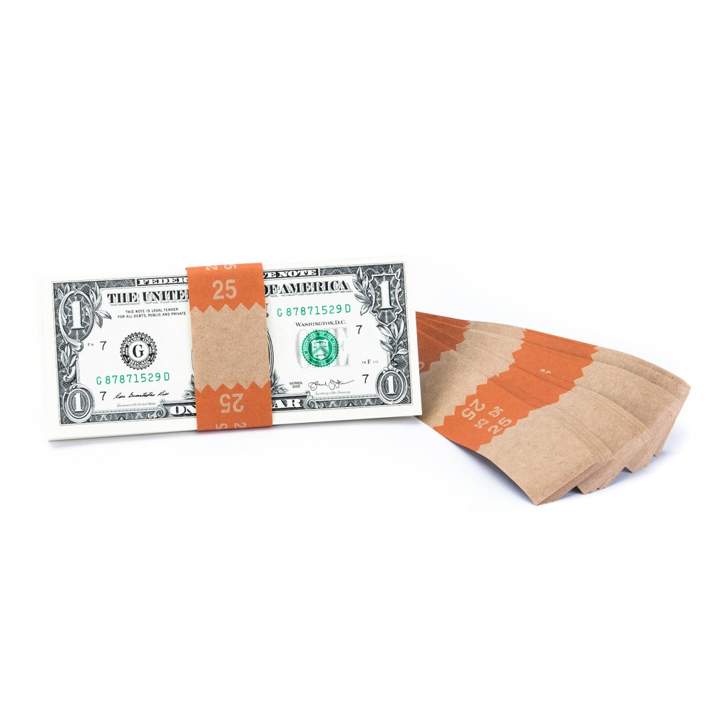Natural Kraft Saw-Tooth $25 Currency Band (1,000)